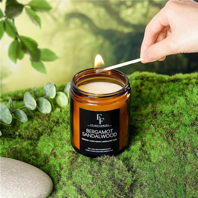 Bergamot Sandalwood Candle, Scented Candle - Image 4