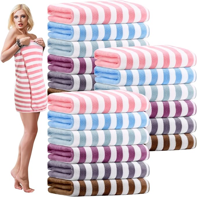 SmoothNovelty 18 Pack Microfiber Bath Towels Bulk 27'' x 60'' Oversized Size by SmoothNovelty