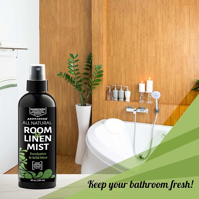 Aromasong Eucalyptus & Wild Mint Linen and Room Spray, Natural Aromatic Mist - Image 4
