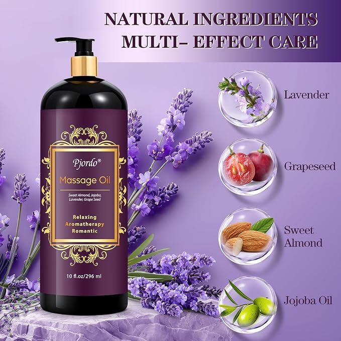 Pjordo Massage Oil for Massage Therapy, Lavender Oil, - Image 2