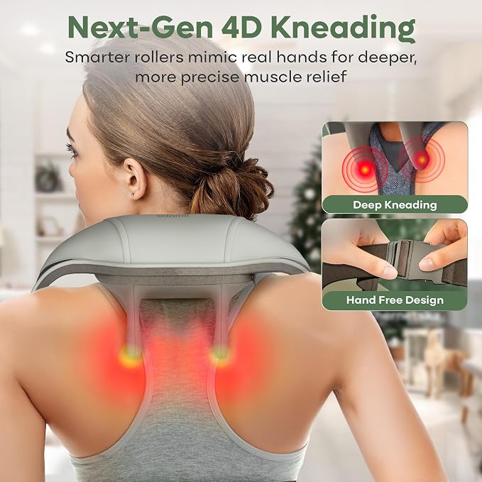 adomii Electric Neck and Back Massager, Heat Function Deep Tissue Cordless Neck - Image 2