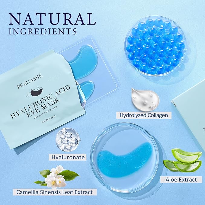 PEAUAMIE Under Eye Patchs Hyaluronic Acid Eye Mask - Image 5
