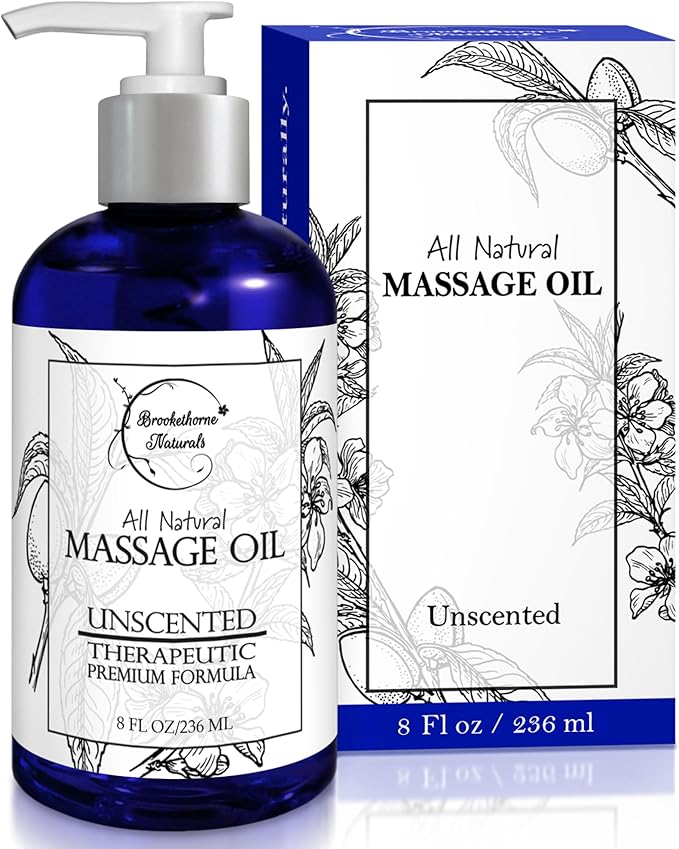Unscented Massage Oil for Massage Therapy – 100% Natural Body Oil by BrookethorneNaturals