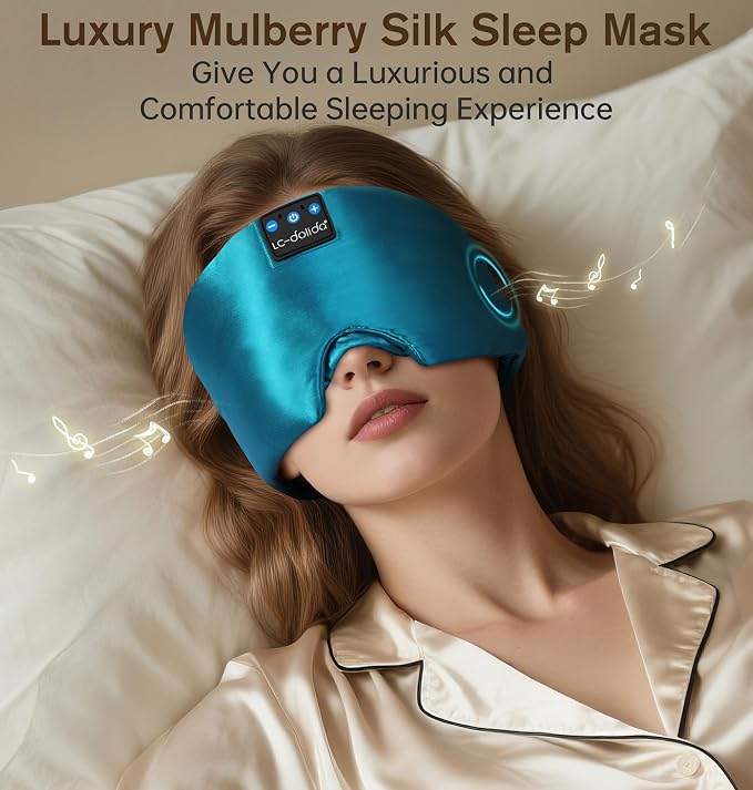 LC-dolida Luxurious Silk Soft Sleep Mask, Sleep Headphones - Image 7