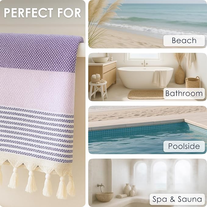 ATANI Turkish Beach Towel, Converts to a Bag, Oversized 100% Cotton Bath Towels - Image 5