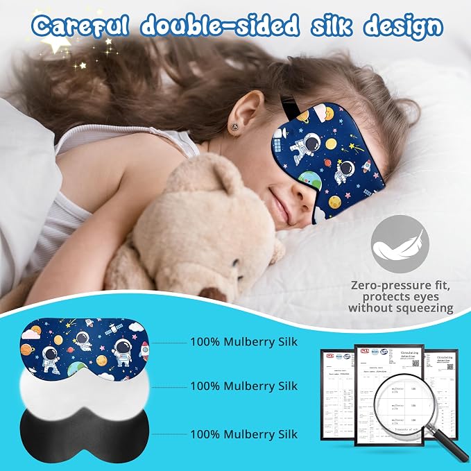 Kids Sleep Mask Eye Cover: 100% Real Natural Pure Silk Eye Mask - Image 2