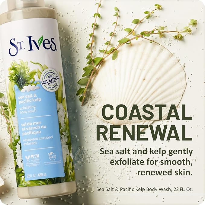 St. Ives Sea Salt & Pacific Kelp Exfoliating Body Wash 22 Fl Oz - Image 2