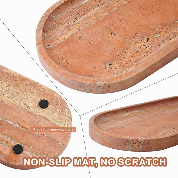 Koville Turkish Natural Travertine Tray, Countertop Organizer, Catchall - Image 2