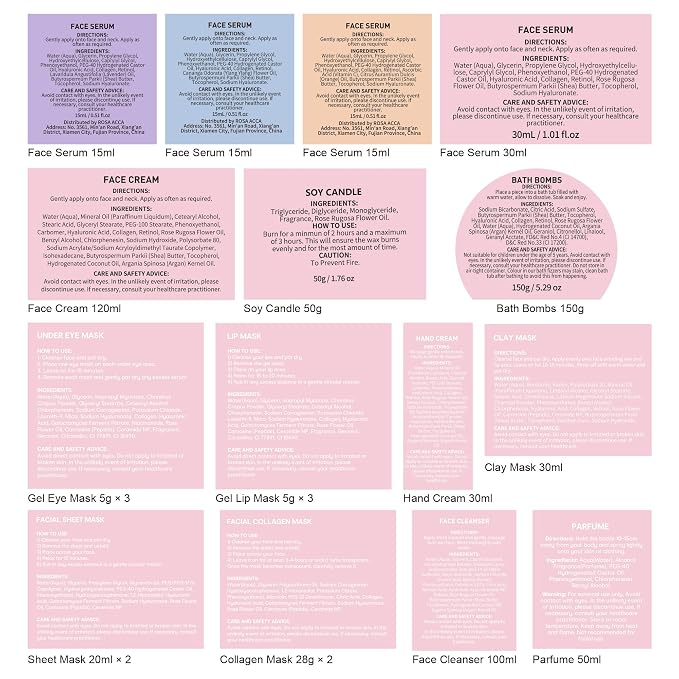 33 Pcs Mother's Day Gift for Mom, Rose Facial Skin Care Set, Bath & Body Spa - Image 9