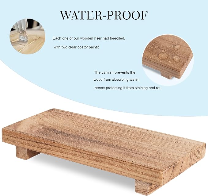 zoocatia Small Wood Tray Pedestal Stand Farmhouse Bathroom Decor Decorative - Image 4