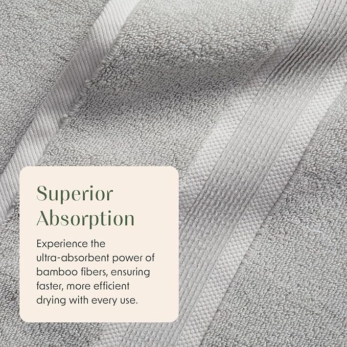 Springtree Home Luxury Bamboo Rayon Bath Towel Set of 4 | 35% Bamboo Rayon - Image 8