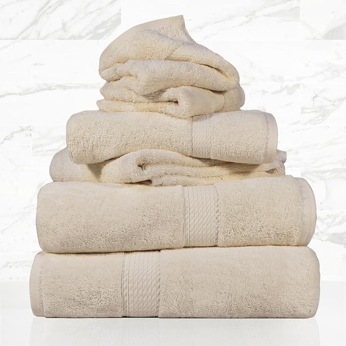 SUPERIOR Egyptian Cotton Pile 6 Piece Towel Set, Includes 2 Bath, 2 Hand - Image 2