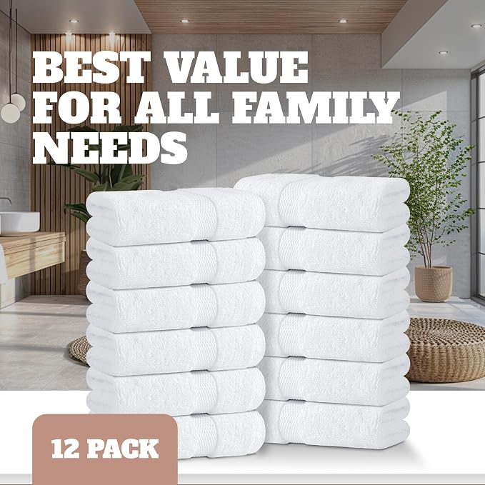 Wealuxe White Washcloths 12 Pack - Image 4