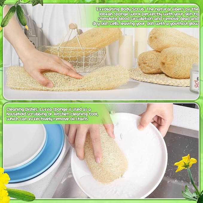 11.8 inches Natural Loofah Sponges Pack of 6, - Image 6