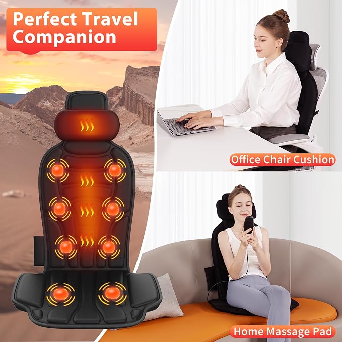 Back Massager with Heat，Vibration Massage Chair Pad with 5 Massage Modes & - Image 5