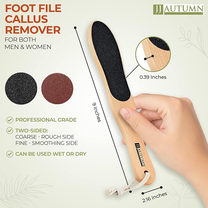 Spa Quality Foot Rasp/Callus Remover Double Sided Wood Professional Foot File - Image 2