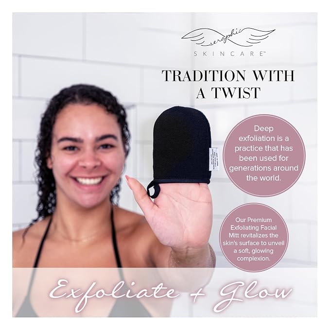 Seraphic Skincare Premium Exfoliating Facial Mitt – Dual-Sided Face Scrubber - Image 7