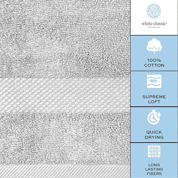White Classic Luxury Silver Hand Towels - Image 7