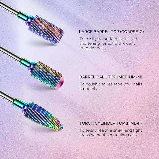 MelodySusie Nail Drill Bits Set, 3/32'' Professional Nail Bits - Image 4