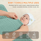 MIGIOL Muslin Hooded Baby Towels 100% Cotton ，Super Soft Muslin Baby Bath Towel - Image 5