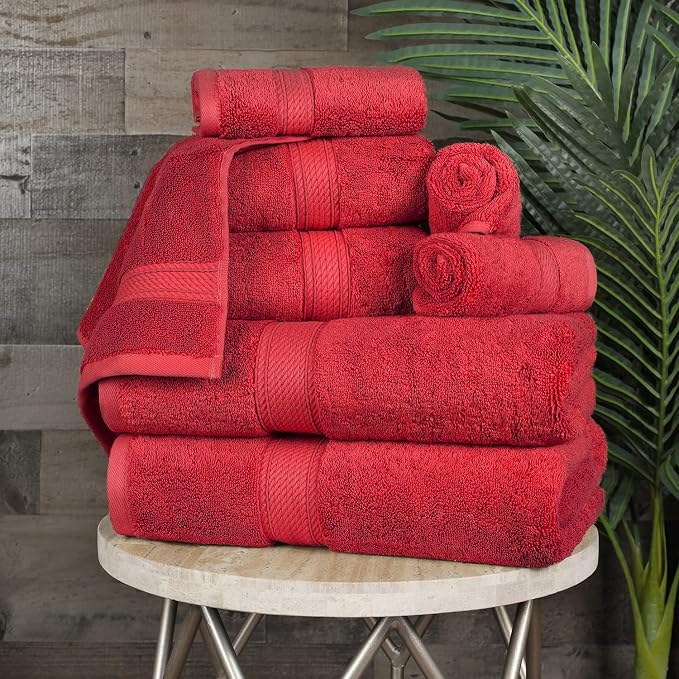 SUPERIOR Egyptian Cotton Pile 8 Piece Towel Set, Includes 2 Bath, 2 Hand - Image 3