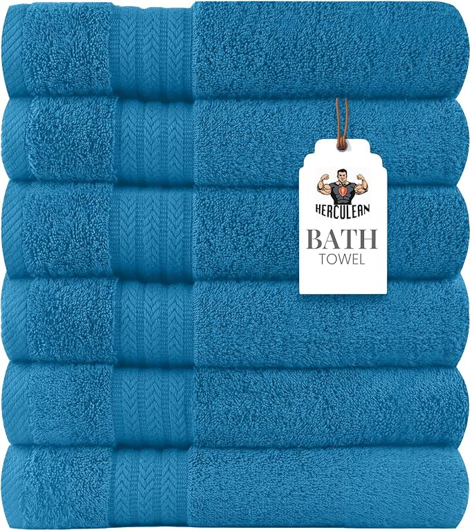 HERCULEAN Large Bath Towels 24 x 50 Pack of 6 | Quick Dry and Highly Absorbent by Unknown