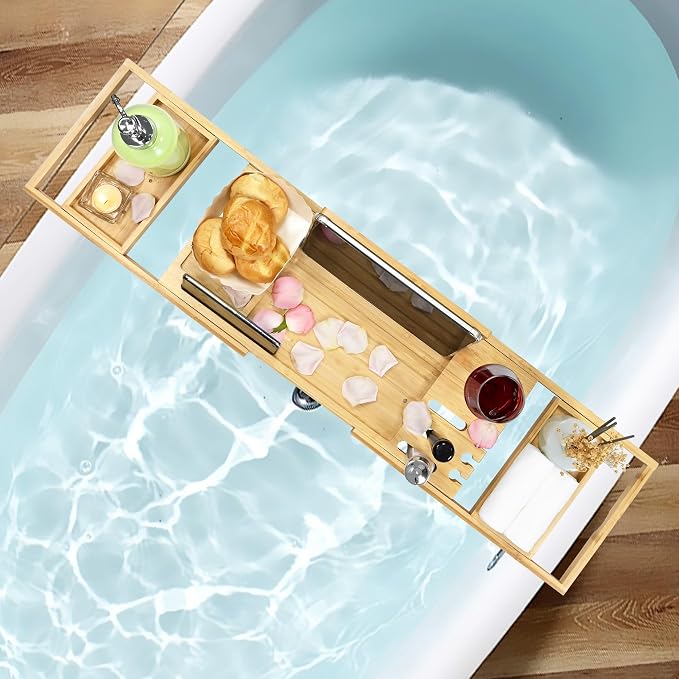Bathtub Tray - Luxury Bamboo Bathtub Tray - Image 6