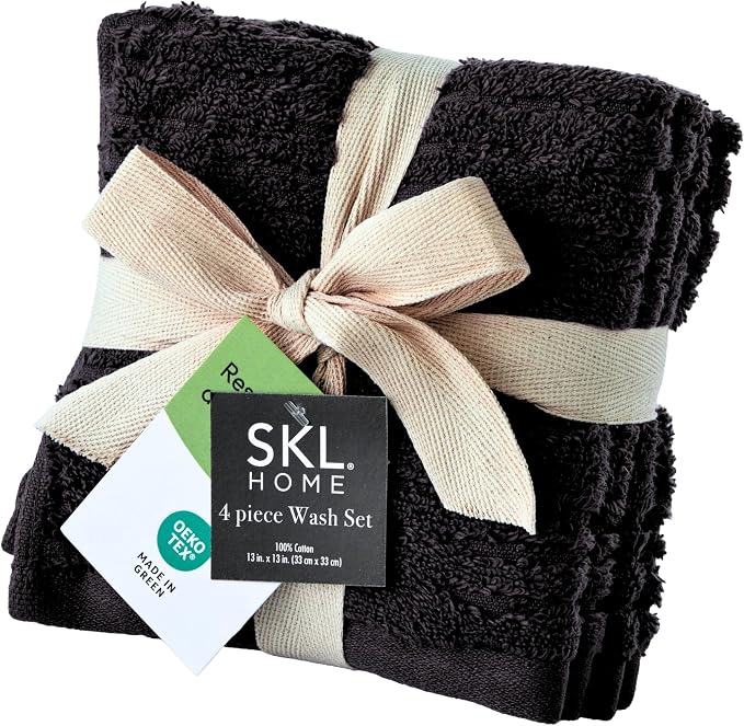 SKL Home CloudSoft 100% Cotton Luxury 4-Piece Washcloth Set, 520 GSM, Ultra by SKLHomebySaturdayKnightLtd