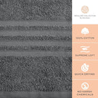 White Classic Wealuxe Grey Bath Towels Set of 4, Cotton Body Towel - Image 2