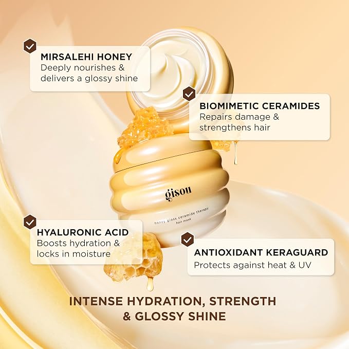 Gisou Honey Gloss Ceramide Therapy Hair Mask Mini – Deep Repair & Hydration - Image 6