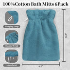VOOVA & MOVAS 6-Pack Shower Wash Cloth, 100% Cotton Soft Absorbent Bath Mitts - Image 2