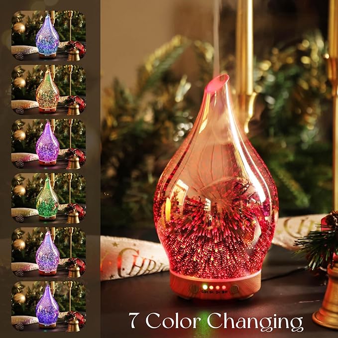 Porseme Essential Oil Diffuser 3D Firework Glass Aromatherapy Ultrasonic - Image 2