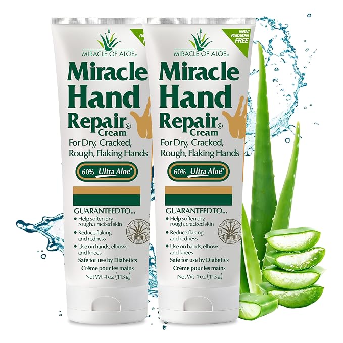 Miracle Hand Repair Cream for Dry Cracked Hands 4 oz Best Healing Hand Cream by MiracleofAloe%C2%AE