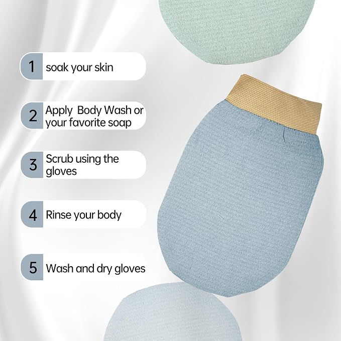 Exfoliating Gloves Glove for Shower, Exfoliating Mitt Mit Body Scrubber - Image 6