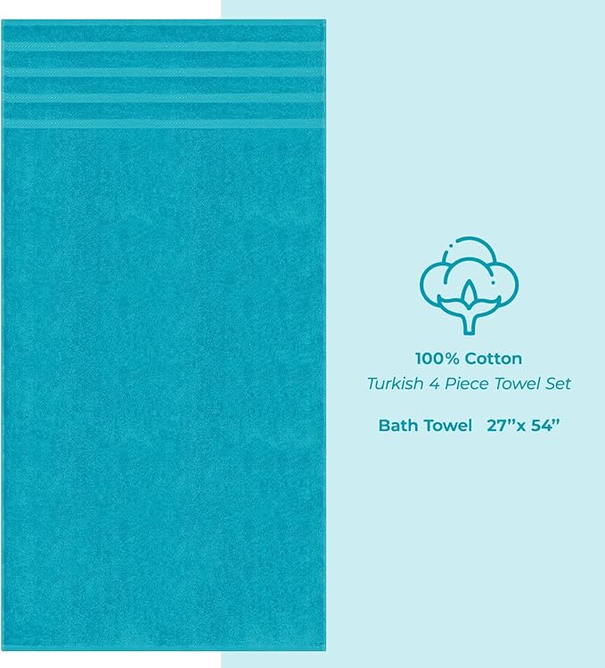 American Soft Linen Luxury 4 Piece Bath Towel Set, 600 GSM 100% Cotton Turkish - Image 4