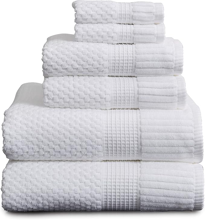 NY Loft 100% Cotton 6 Piece Bath Towel Set | White Towels | Oeko-TEX® Standard by NYLoft