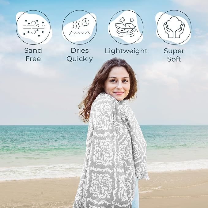 Premium Turkish Beach Towel – Lightweight, Quick Dry Beach Towel, 100% Cotton – - Image 2