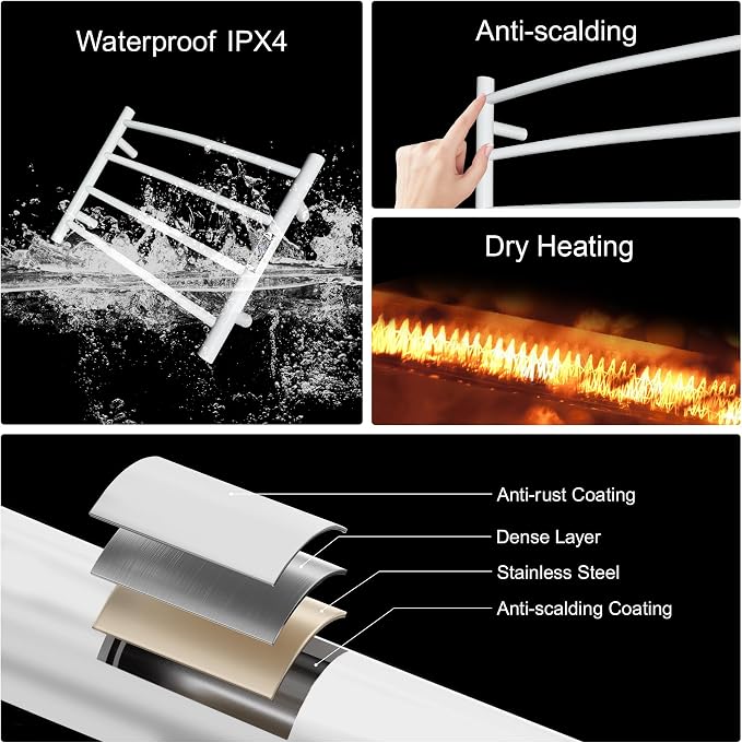 Towel Warmer with Built-in Timer Bathroom Wall Mounted Bath Towel Heater - Image 6