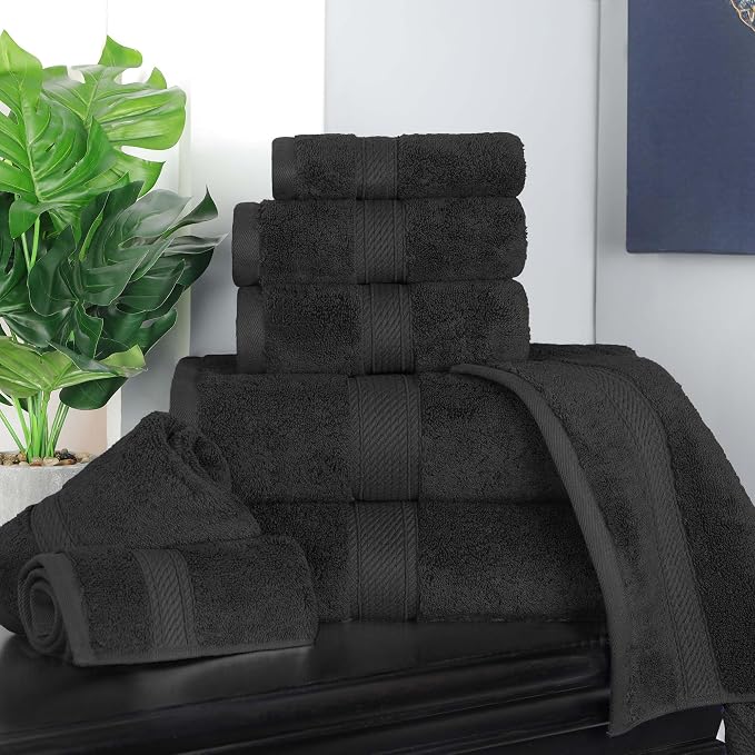 Superior Egyptian Cotton 8-Piece Solid Towel Set, Washcloths 13” x 13” - Image 10