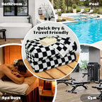 Jacquotha Black and White Checkered Cotton Bath Towels Set of 2 - Image 6