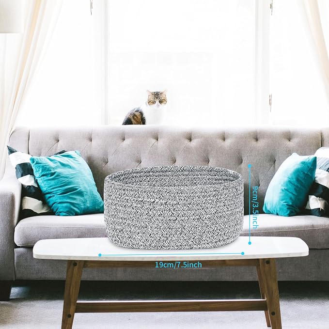 【2 Pack】ABenkle Small Woven Baskets, Tiny Oval Shallow Storage Baskets - Image 2