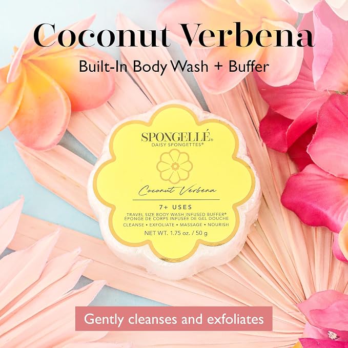 Spongellé Coconut Verbena Daisy Spongette Bath Sponge | Built-in Body Wash & - Image 2
