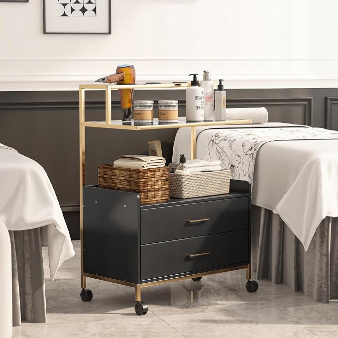 Salon Rolling Trolley with Lockable Wheels Storage Drawers Tool Organizer - Image 8