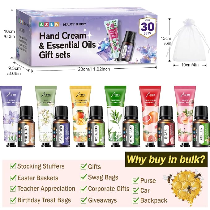 AZEN 30 Sets Bulk Gifts, Hand Cream and Essential Oils Bulk Set - Image 6