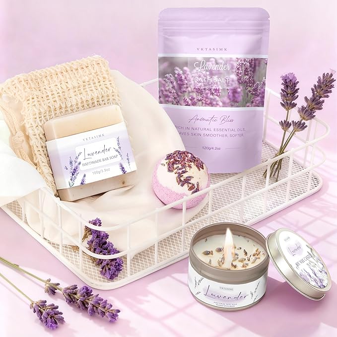 Gifts for Women, Lavender Bath and Body Gift Basket Relaxing Spa Self Care Gift - Image 6