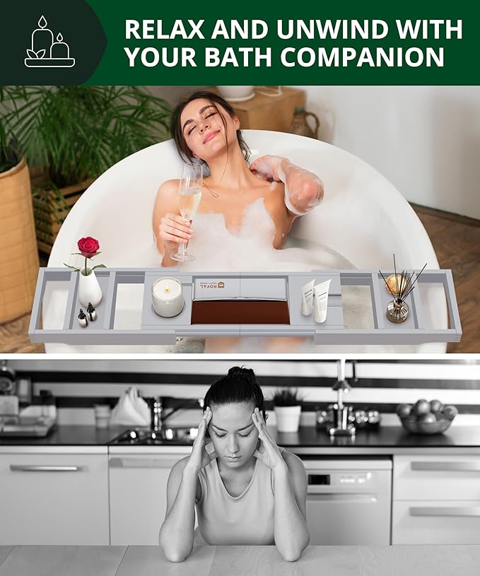 ROYAL CRAFT WOOD Premium Foldable Bathtub Tray Caddy - Image 4