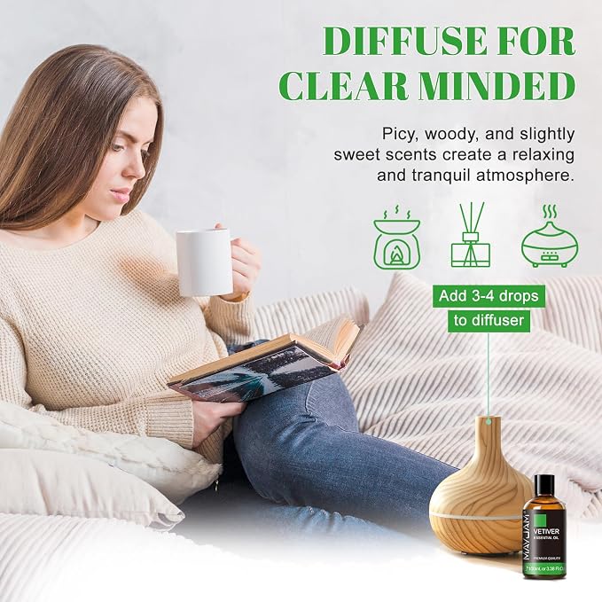MAYJAM Premium Grade Vetiver Essential Oil - 100ML/3.38FL.OZ - Image 3