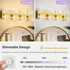 Modern LED Bathroom Light Fixtures Dimmable 4-Light Gold Vanity Light, 5CCT - Image 4