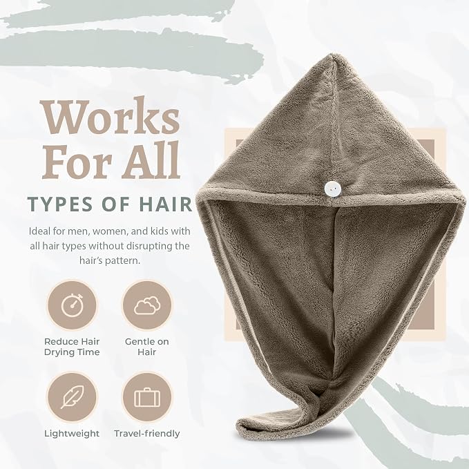 Microfiber Hair Towel Wrap, Hair Turban Towel Super Absorbent Twist Turban Dry - Image 3