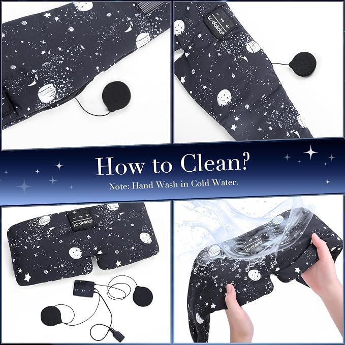 LC-dolida Sleep Mask with Bluetooth Headphones, Extra Large Silk Eye Mask - Image 7